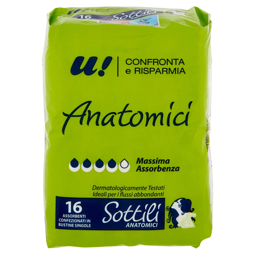 16 Assorbenti Sottili Anatomici U! Confronta e Risparmia